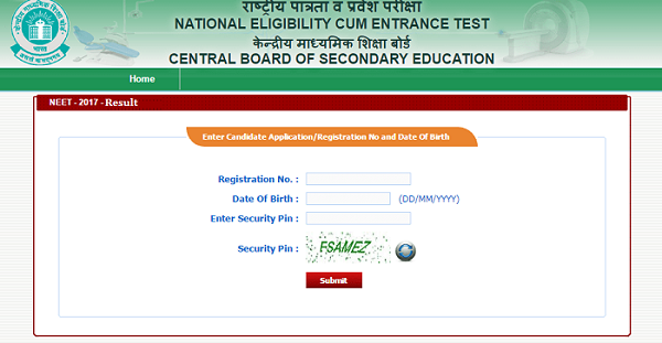 CBSE NEET Exam Results 2017