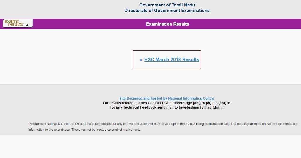 Tamil Nadu Board Class 12th Result 2020
